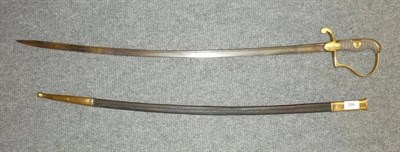 Lot 296 - A 19th Century Prussian Artillery Officer's Sword, the 83cm single edge pipe back steel blade...