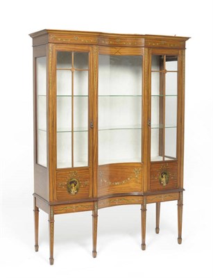 Lot 1491 - An Edwardian Satinwood and Painted Display Cabinet, early 20th century, the moulded cornice above a