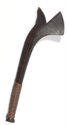 Lot 311 - A Fijian Kiakavo (Gunstock) War Club for a Boy, the head with a carved diapered panel to each side