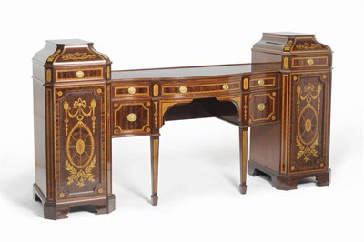 Lot 1496 - A Sheraton Revival Mahogany, Satinwood Banded, Ebony Strung and Floral Marquetry Sideboard,...