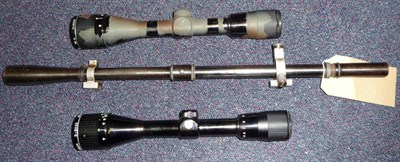 Lot 386 - Two Stirling Platinum 3-9X40 Scopes, one with camouflage paint; a Parker-Hale Target Scope (3)