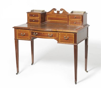 Lot 1500 - A Sheraton Revival Mahogany and Satinwood Banded Writing Desk, early 20th century, the...