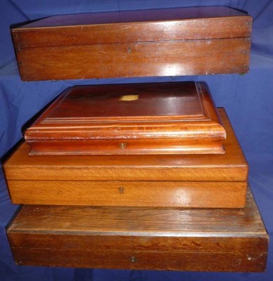 Lot 400 - Four Wood Cutlery Boxes, in oak and mahogany, suitable for conversion to pistol cases