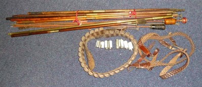 Lot 406 - Shotgun Accessories, including two plaited leather slings, a leather cartridge belt, three pairs of