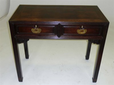 Lot 1506 - A Chinese Hardwood Two-Drawer Side Table, early 20th century, the rectangular top above two...