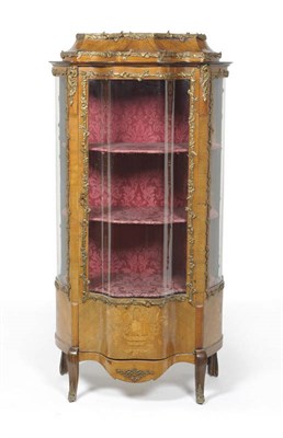 Lot 1508 - A Late 19th Century Rosewood, Floral Marquetry and Gilt Metal Serpentine Shapded Vitrine, the...