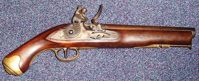 Lot 479 - A Non-working Copy of a Flintlock Dragoon Pistol, with walnut stock, brass furniture and steel...