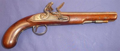 Lot 494 - An Early 19th Century Flintlock Officer's Pistol, the 20cm octagonal steel barrel engraved...