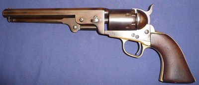 Lot 496 - A Colt 1851 Navy Six Shot Revolver, the 19cm octagonal steel barrel later stamped ADDRESS COL.SAML.