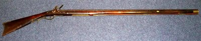 Lot 529 - A 19th Century American Flintlock Sporting Gun, with 106cm octagonal steel barrel, wood full...