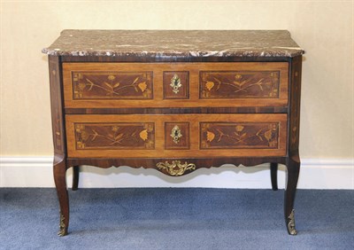 Lot 1514 - An 18th Century and Later Continental Rosewood, Walnut and Floral Marquetry Commode, the red...