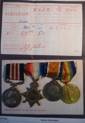 Lot 3 - A First World War Gallantry Group of Four Medals, awarded to 3-12682, PTE.H.HENDERSON....
