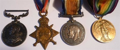 Lot 4 - A First World War Gallantry Group of Four Medals, awarded to 1888 GNR. D.WILKINSON. R.F.A.,...