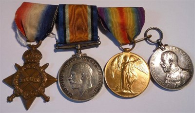Lot 10 - A First World War Naval Group of Four Medals, awarded to K.13900. J.A.SMITH. STO..1.R.N.,...