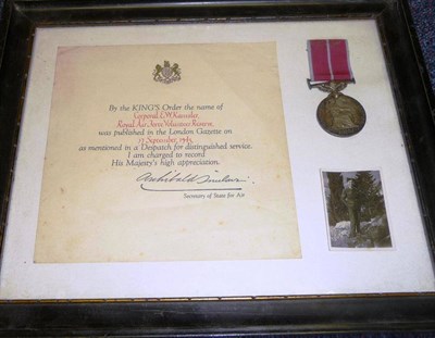 Lot 11 - A British Empire Medal (George VI), awarded to Corporal W W Kamsler, Royal Air Force Volunteer...