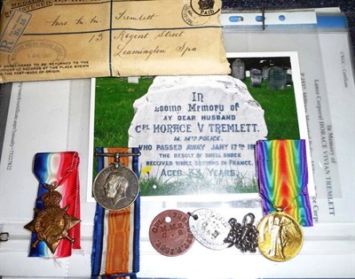 Lot 29 - A First World War Trio, awarded to P.1537, L-CPL .H.V. TREMLETT. M.M.P, comprising 1914-15...