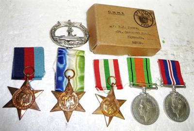 Lot 37 - A Second World War Group of Five Medals, comprising 1939-45 Star, Atlantic Star, Italy Star,...