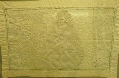 Lot 47 - A Siege of Ladysmith White Linen Tray Cloth, of rectangular form, with cut and drawn thread...