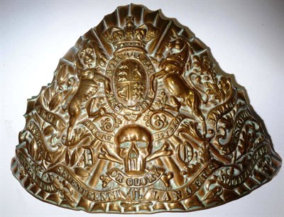 Lot 62 - A Victorian Other Ranks Brass Chapka Plate to the 17th Lancers, with battle honours for Alma,...