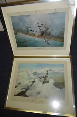 Lot 69 - After Robert Taylor - ";Duel of Eagles";, a colour print signed by Douglas Bader and Adolf...