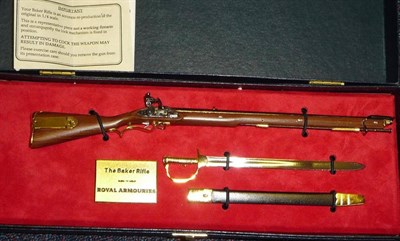 Lot 71 - A Royal Armouries Museum 1/4 Scale Model of a Baker Rifle, with bayonet and scabbard, by Peter...