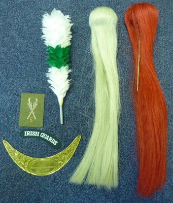 Lot 72 - A Welsh Guards Green and White Feather Hackle, a red horsehair plume, a white horsehair plume,...