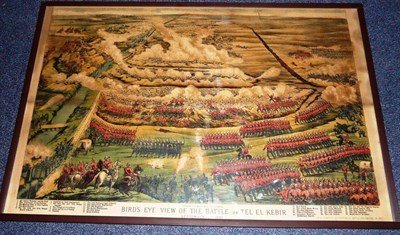 Lot 76 - A Bird's Eye View of the Battle of Tel-El-Kebir, September 13th 1882, coloured lithograph,...