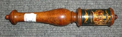 Lot 77 - A George III Walnut Truncheon, the compressed cylindrical head painted with a crown opposing...