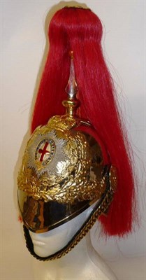 Lot 86 - A Good Household Cavalry Officer's Silver Plated Helmet, post-1953, the skull with gilt metal...