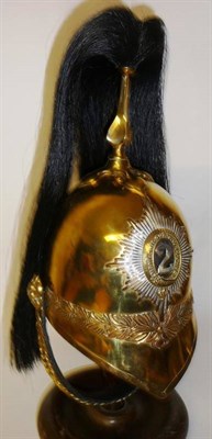 Lot 89 - An 1871 Pattern Other Ranks Brass Helmet to the 2nd Dragoon Guards, with white metal rayed star...