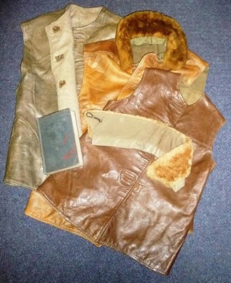 Lot 96 - Three War Department Stitched Leather Jerkins, one with a later sheepskin collar, an Air...
