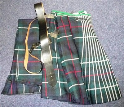 Lot 101 - A Post War Seaforth Highlanders Kilt, of Mackenzie tartan; a Pair of Trews, no.5A, of Queen's...