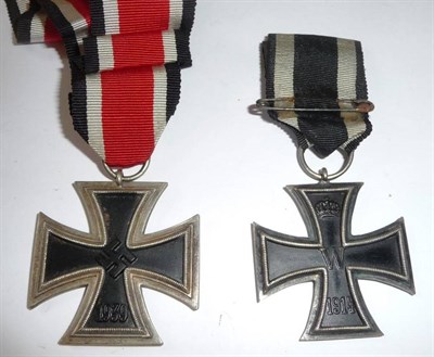 Lot 105 - A German Third Reich Iron Cross, Second class; a German 1914 Iron Cross, Second class (2)