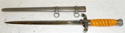 Lot 132 - A German Third Reich Army Dagger, with unmarked double edge steel blade, the plated hilt with...