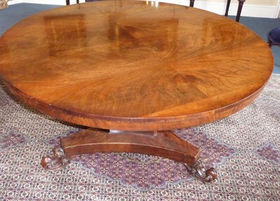 Lot 1531 - A Victorian Mahogany Circular Breakfast Table, third quarter 19th century, the quarter veneered top