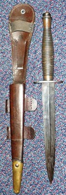 Lot 157 - A Third Pattern Commando's Fighting Knife, with machine forged steel blade, steel crossguard,...