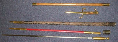 Lot 196 - A Masonic Dress Sword, with etched steel blade, the brass hilt unscrewing to attach the...