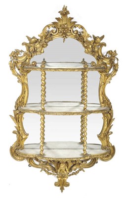 Lot 1537 - A 19th Century Gilt Composition Wall Mirror, the shaped plate headed by a scrolling acanthus plume