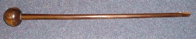 Lot 236 - A Zulu Knobkerrie, with globular head on a tapering cylindrical haft, 75cm