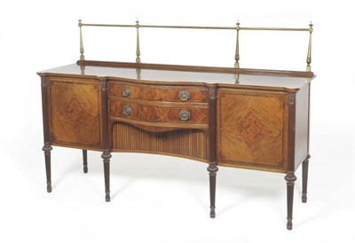 Lot 1540 - A Mahogany and Boxwood Strung Breakfront Sideboard, late 19th century, the brass gallery above...