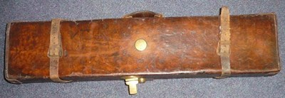 Lot 294 - A 19th Century Stitched Leather Shotgun Case, the hinged cover set with a brass boss, with...