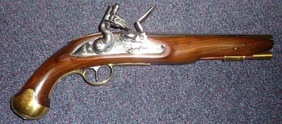 Lot 446 - A Non-working Replica of a Tower Light Dragoon Flintlock Pistol, with steel barrel and...