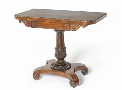 Lot 1561 - A William IV Rosewood Foldover Card Table, mid 19th century, the hinged top with green baize...