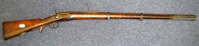 Lot 460 - An Austrian Model 1867 Rotary-Block Breech Rifle, the barrel with hinged ladder rear sight, stamped