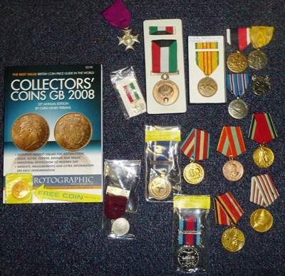 Lot 6 - A Kuwaiti Liberation Medal, with the miniature in box of issue; thirteen Various Foreign and...