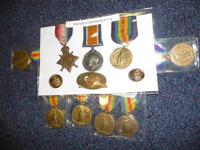 Lot 7 - A First World War Trio, awarded to 1334 DVR.A.SHEPPERD. R.F.A., comprising 1914-15 Star,...