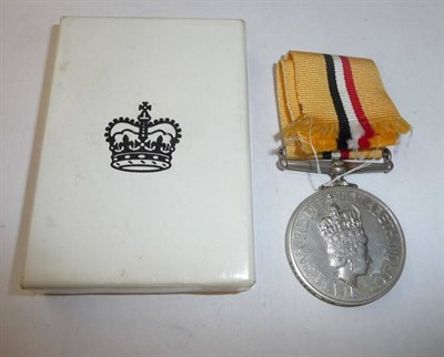 Lot 15 - An Iraq Medal, awarded to 25209904 PTE M L DAVIES R WELSH, in box of issue