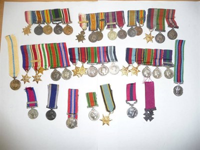 Lot 16 - A Collection of Miniature Medals, including four First World War Groups, three Second World War...