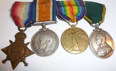 Lot 22 - A First World War Group of Four Medals, awarded to T-1586 WHLR.S.SJT.J.GIBBS, A.S.C.,...