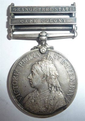 Lot 28 - A Queen's South Africa Medal, with two clasps CAPE COLONY and ORANGE FREE STATE, awarded to...